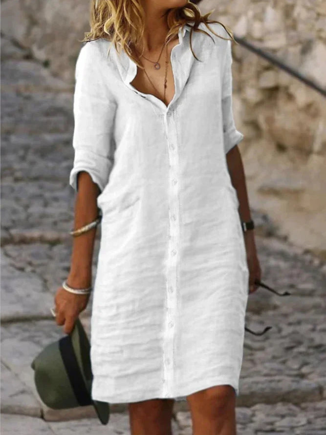 Women's casual shirt dress with chic details, size