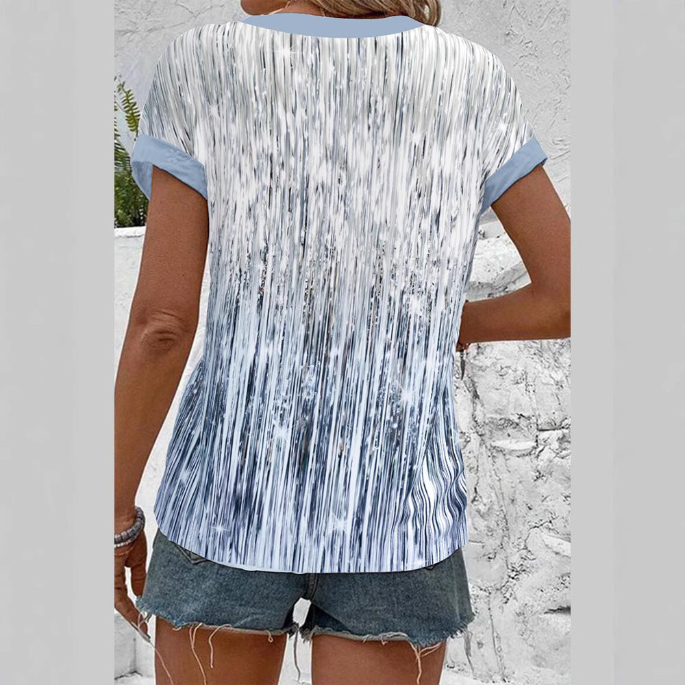 Women's casual blouse with modern stripes and button details, size [size missing]