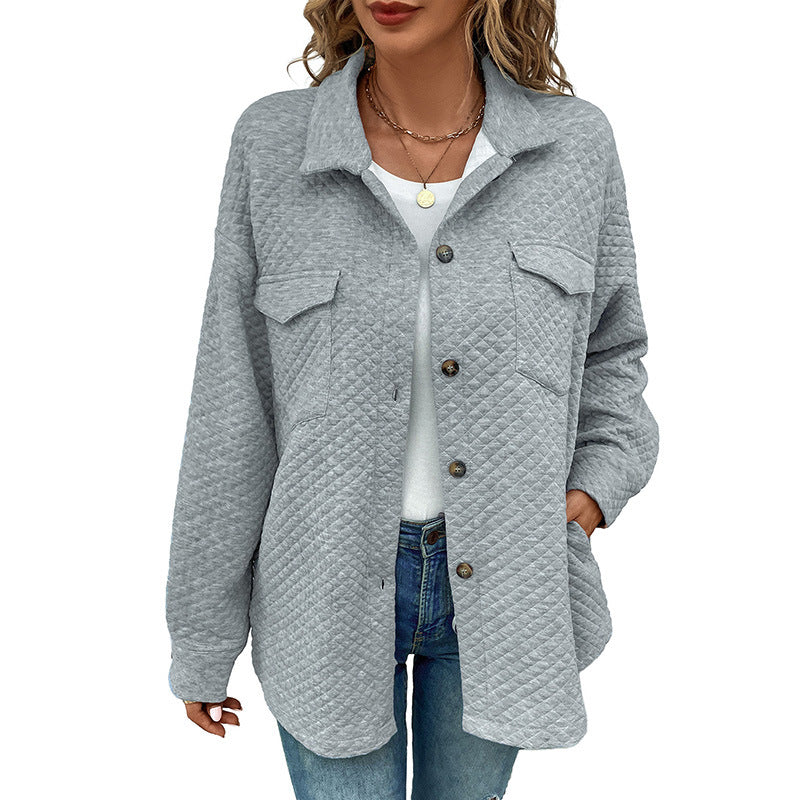 Women's casual jacket with structured design and practical pockets, size S