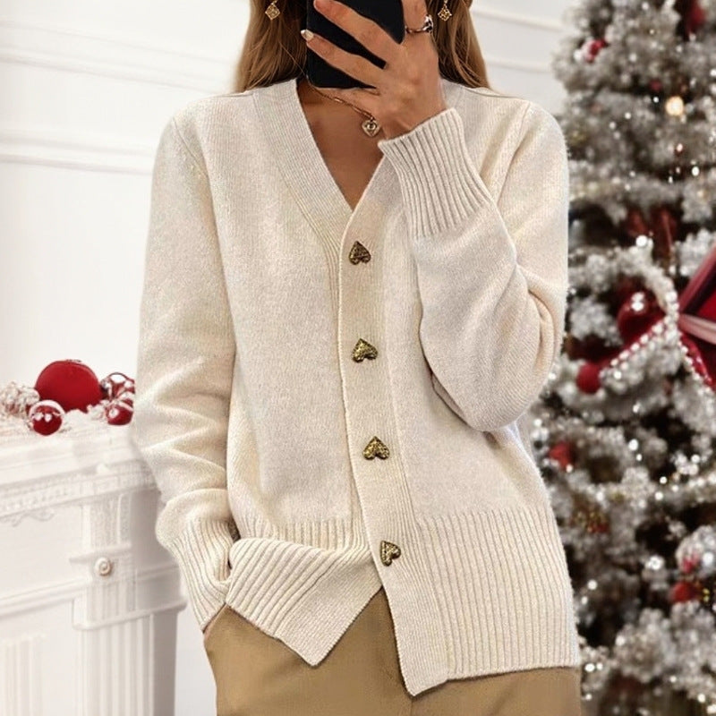 Valenzora | Eleganter Cardigan mit Herzknöpfen