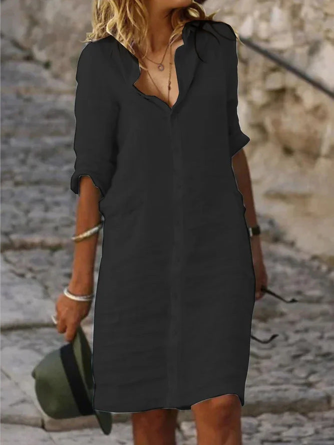 Women's casual shirt dress with chic details, size
