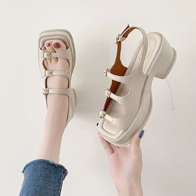 Women's platform sandals with adjustable straps and fashionable block heel, size Valenzora