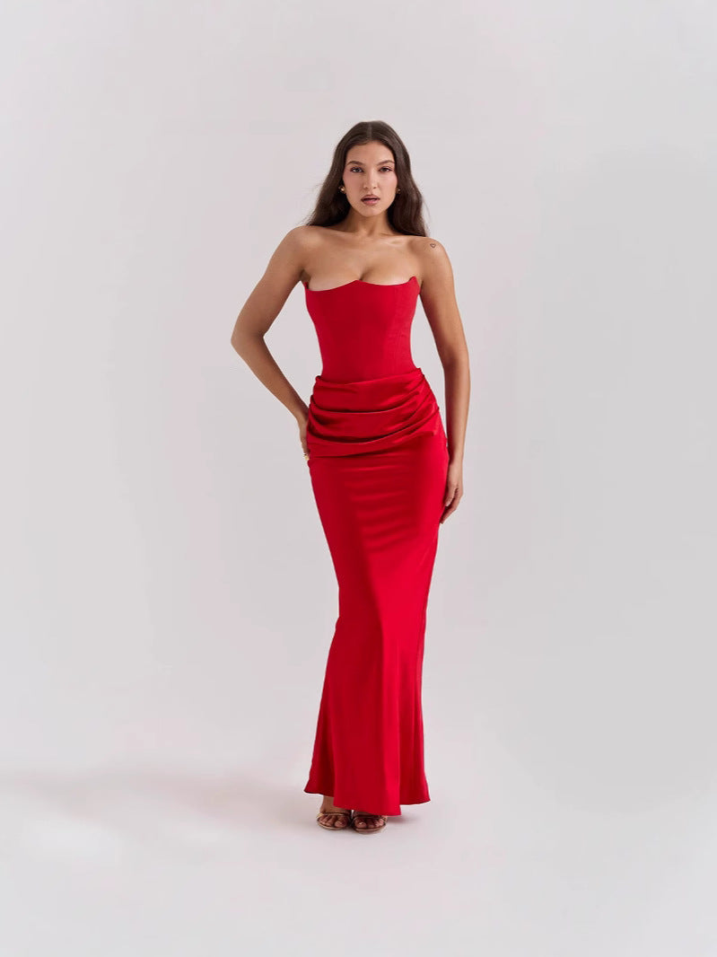 Valenzora | Strapless Pink Satin Ball Gown