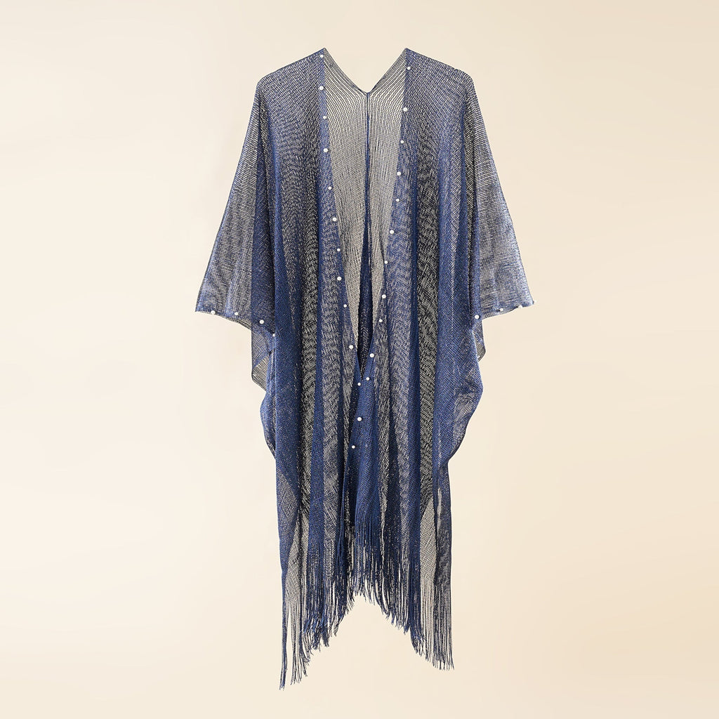 Women's transparent kaftan with fringed edges and elegant design, size Valenzora