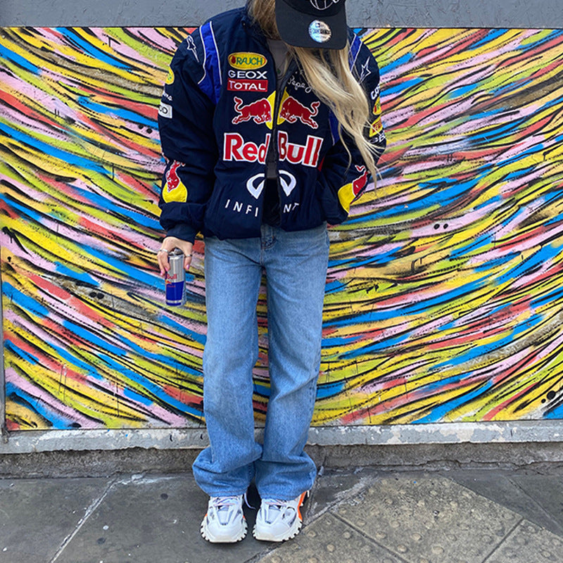 Valenzora | F1 Racing Long Sleeve Bomber Jacket with Print