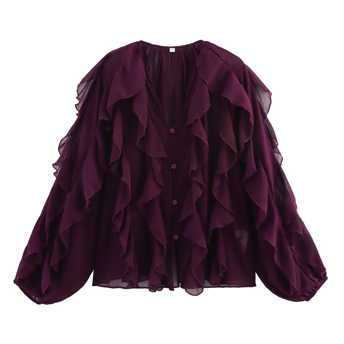 Damenbluse mit voluminösen Rüschendetails und elegantem Schnitt, Größe S