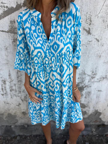 Damen-Freizeitkleid für den Strand mit hohem Seitenschlitz und modischem Druckmuster, Größe S