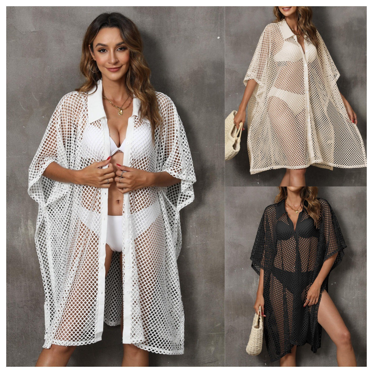 Women's beach throw made of breathable mesh fabric, size