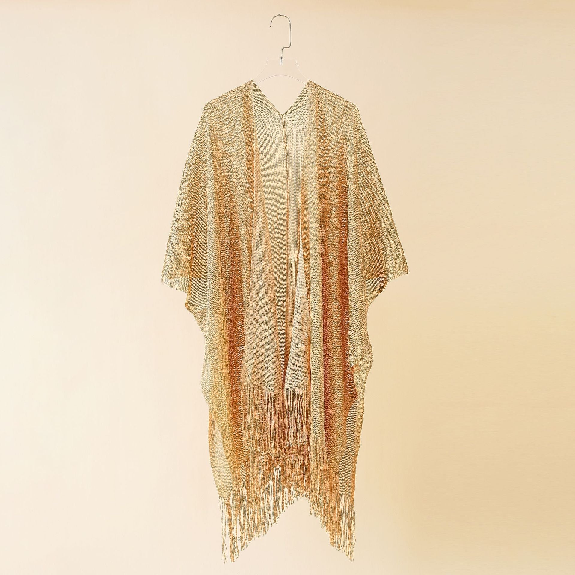 Women's fringed kimono in a transparent, airy fabric, size Valenzora