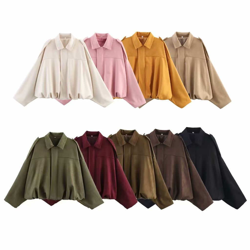 Women's oversized jacket with a relaxed fit and detachable collar, size [size missing]