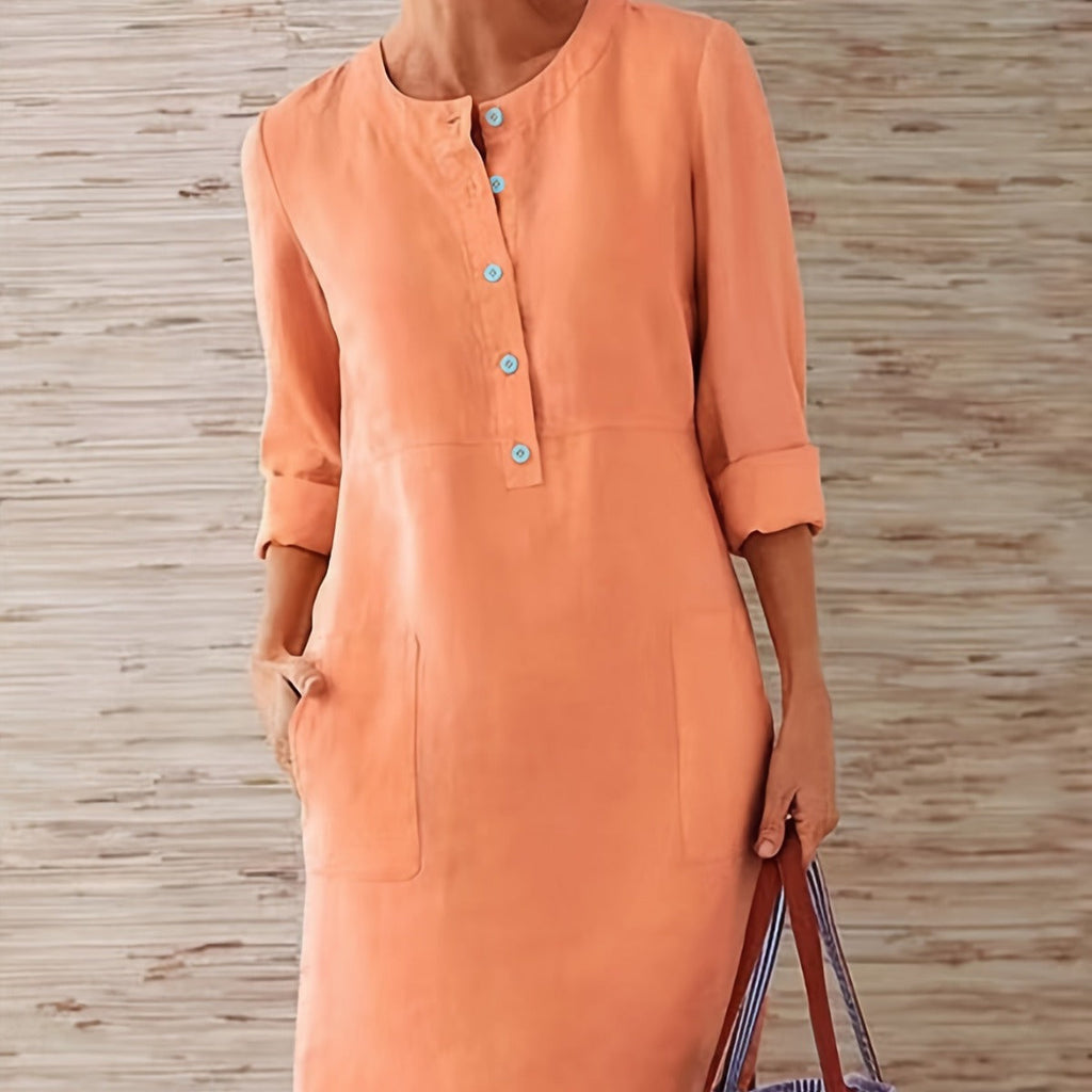 Vielseitiges Damenkleid mit Knopfleiste und praktischen Taschen, Größe