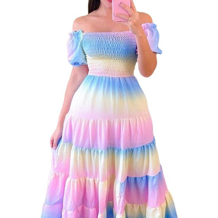 Women's midi dress with off-the-shoulder design and playful butterfly pattern, size S