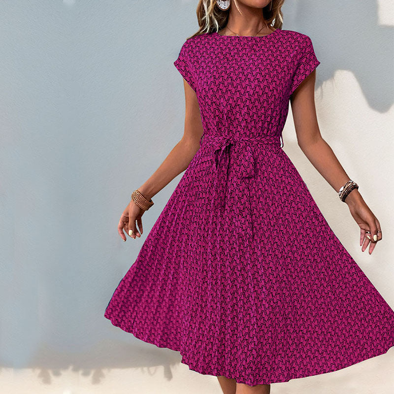 Damen Midi-Kleid mit asymmetrischem Schnitt und modischem Bindegürtel, Gr.