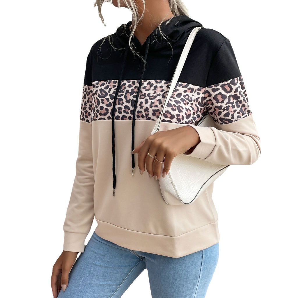 Damen-Hoodie mit modischem Leopardenprint und sportlicher Passform, Größe S