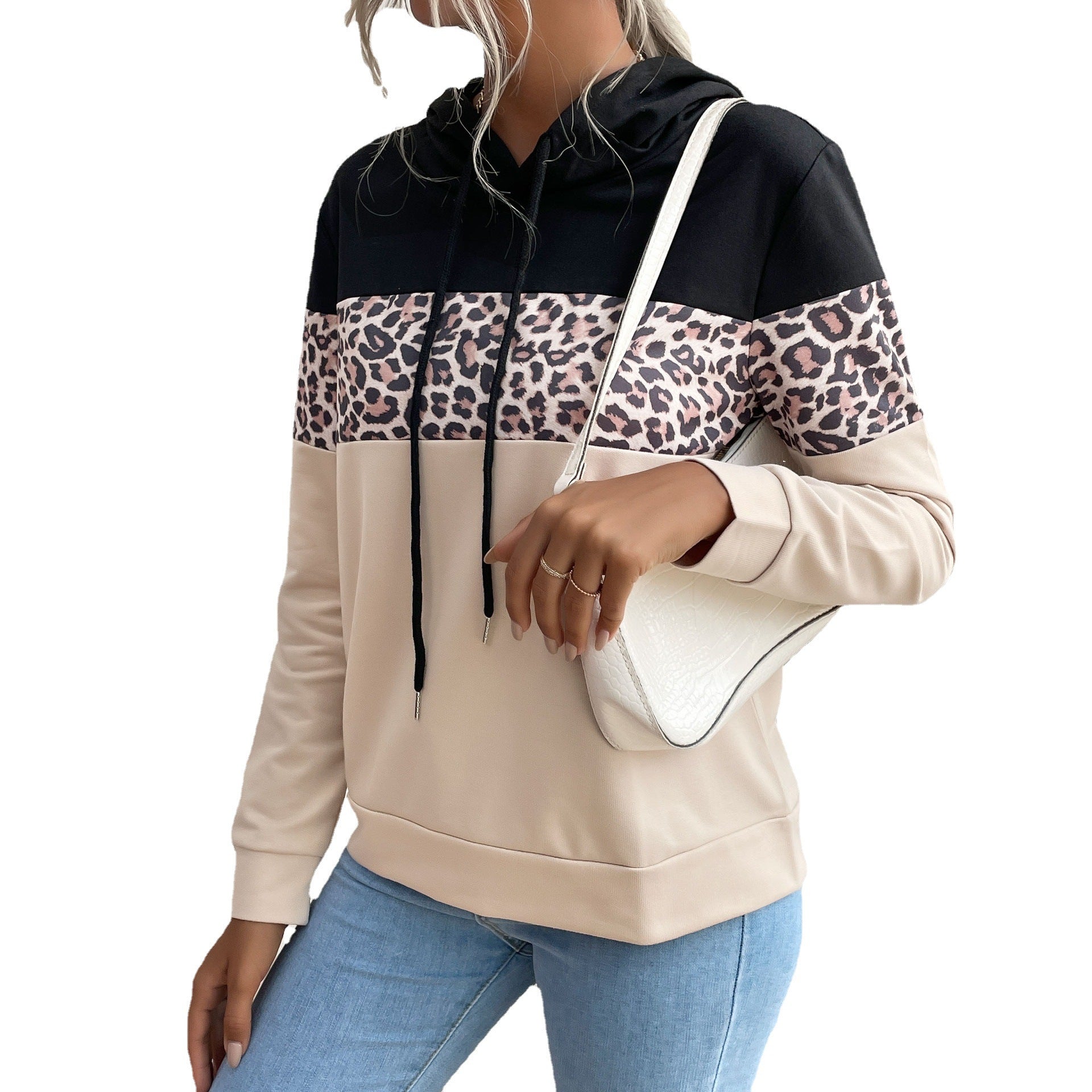 Damen-Hoodie mit modischem Leopardenprint und sportlicher Passform, Größe S