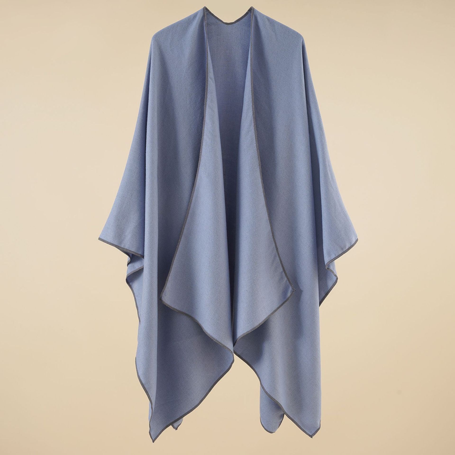 Women's Elegant Wrap Poncho in Soft Wool Blend, Size