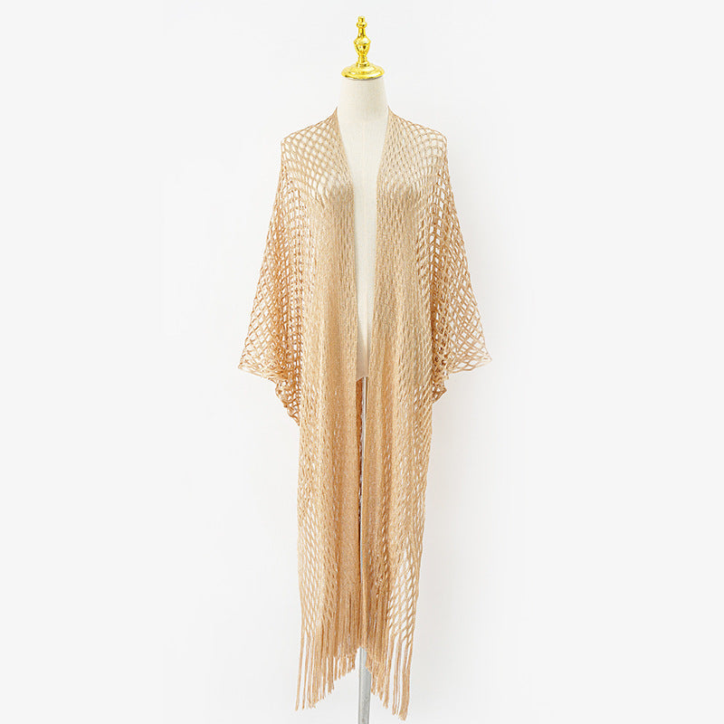 Eleganter transparenter Kaftan für Damen mit langen Fransen, Größe Valenzora