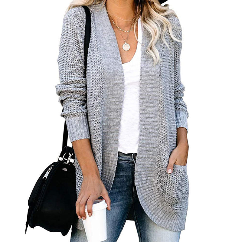 Damen-Cardigan mit offener Passform und Seitentaschen, Größe