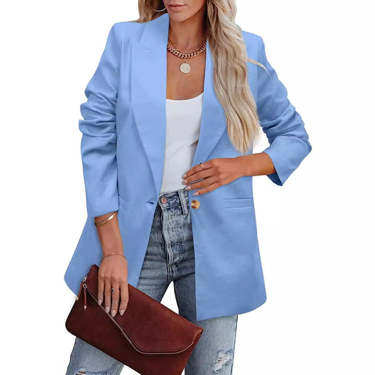 Eleganter Damen-Blazer in lässigem Schnitt mit zwei Taschen, Größe S