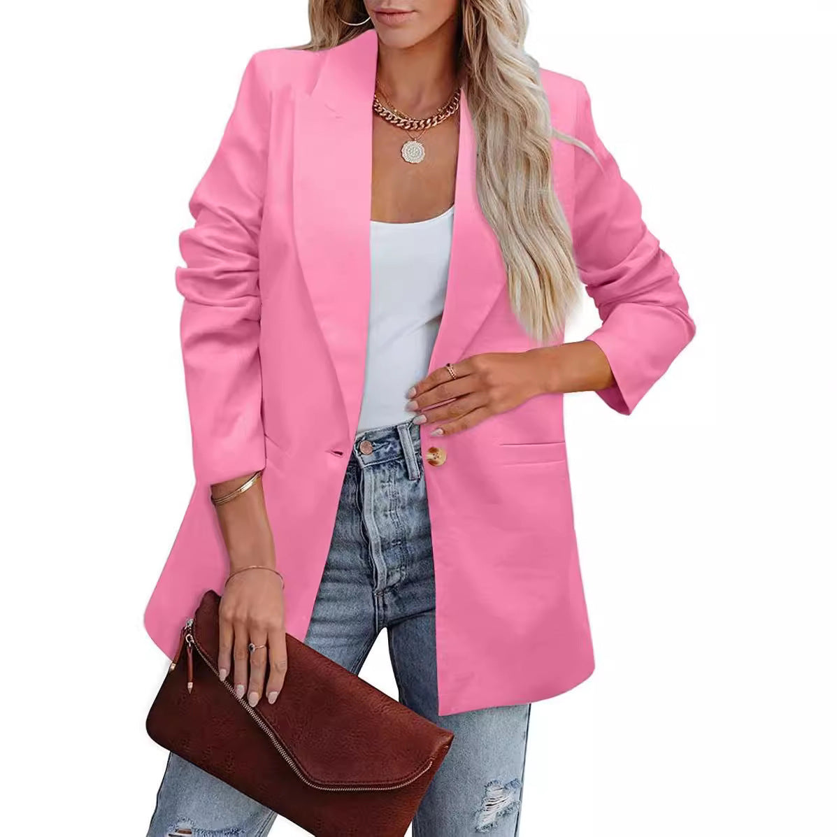 Eleganter Damen-Blazer in lässigem Schnitt mit zwei Taschen, Größe S