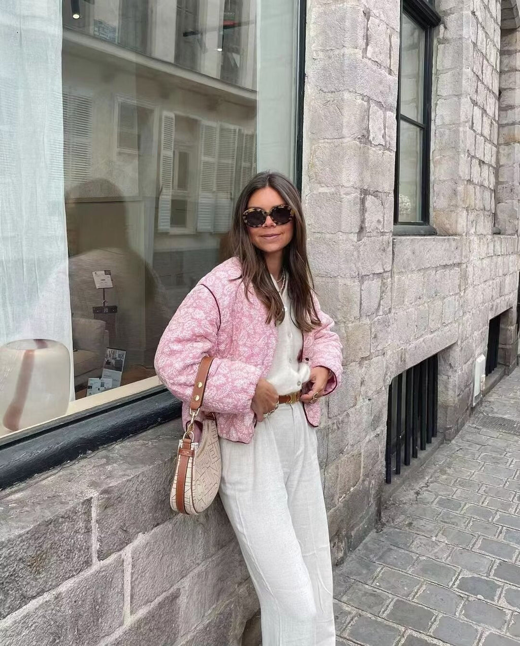 Valenzora | Rosa Sommerjacke Mit Print