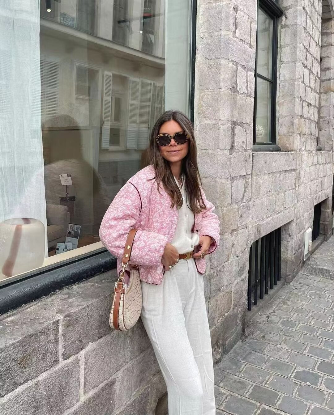 Valenzora | Rosa Sommerjacke Mit Print