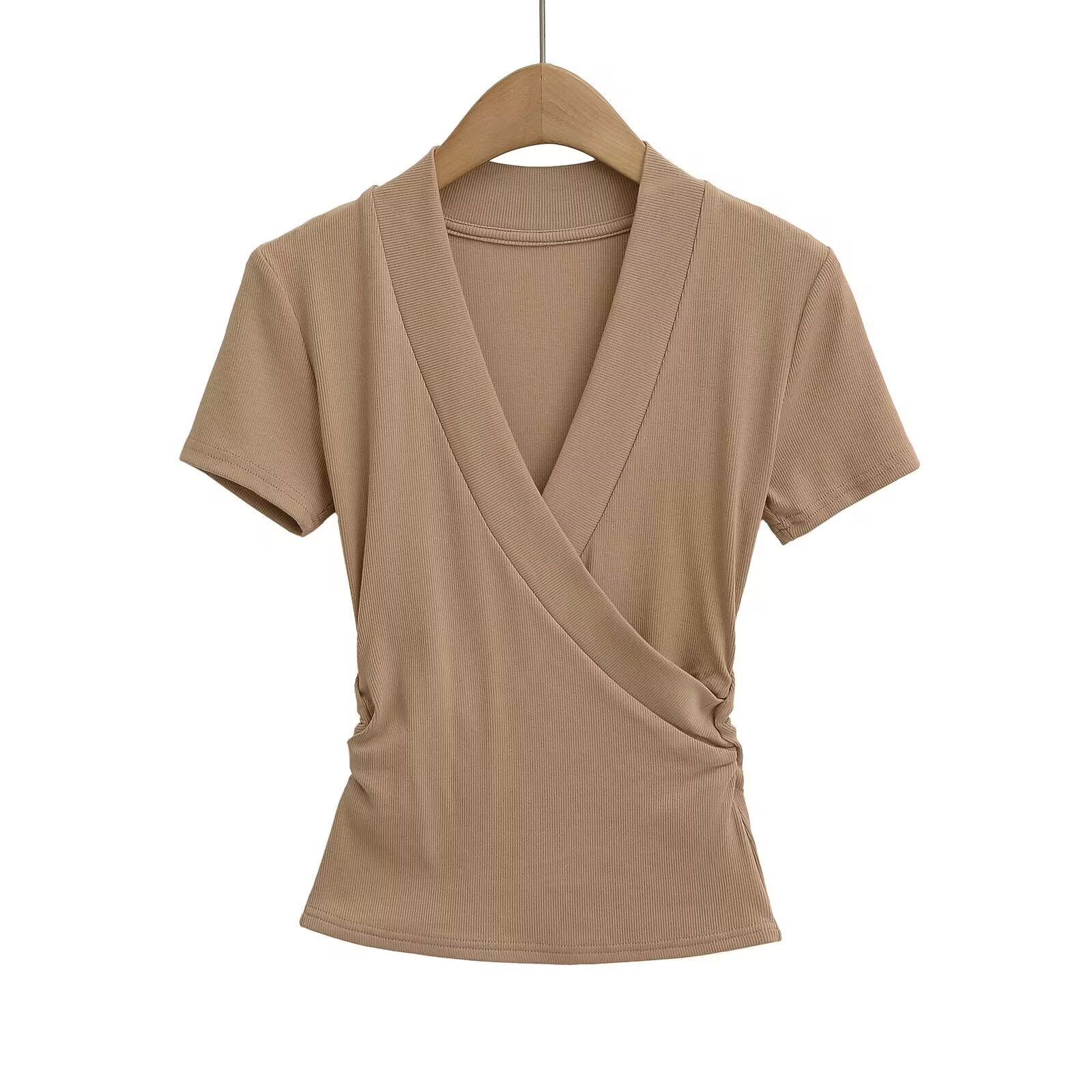 Damen-Wickeloberteil mit elegantem V-Ausschnitt und figurfreundlichem Schnitt, Größe