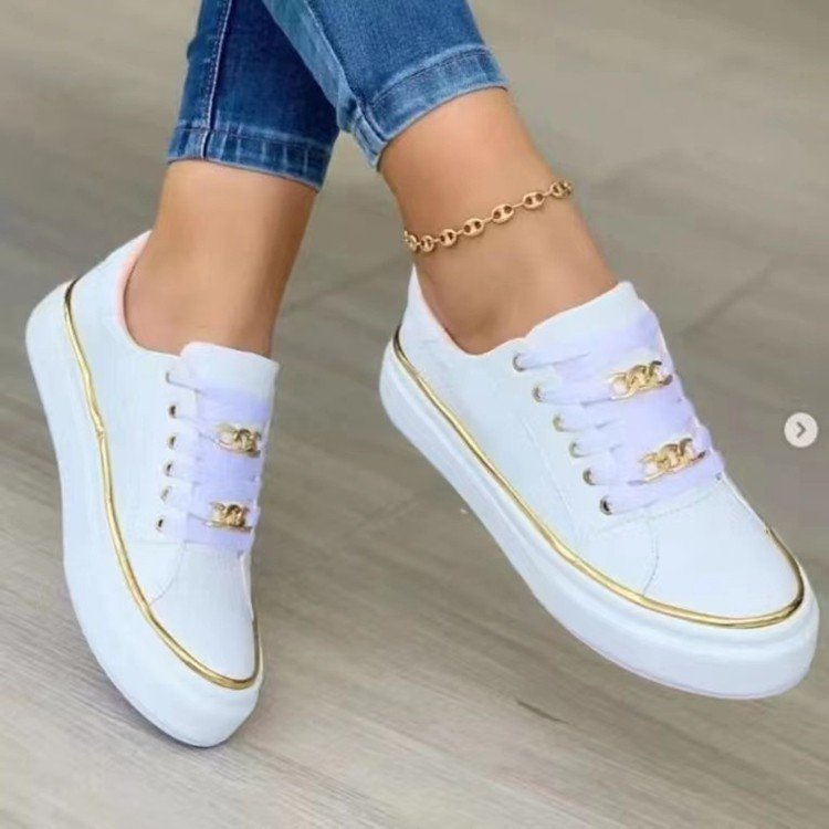 Damen-Sneaker mit modischem Satinobermaterial und eleganten Goldakzenten, Größe Valenzora