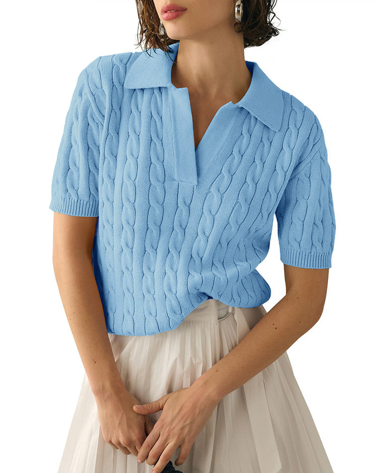 Valenzora | Pullover mit Polokragen und Zopfmuster