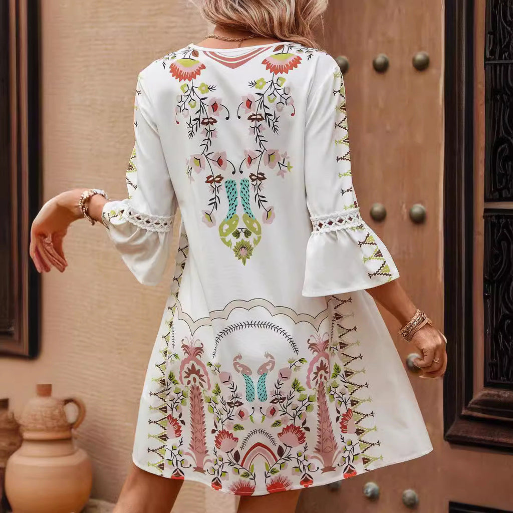 Women's Boho-inspired dress with playful embroidery details and a soft, flowing cut Drune