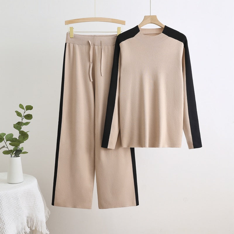 Valenzora | High-waisted drawstring trousers knit set
