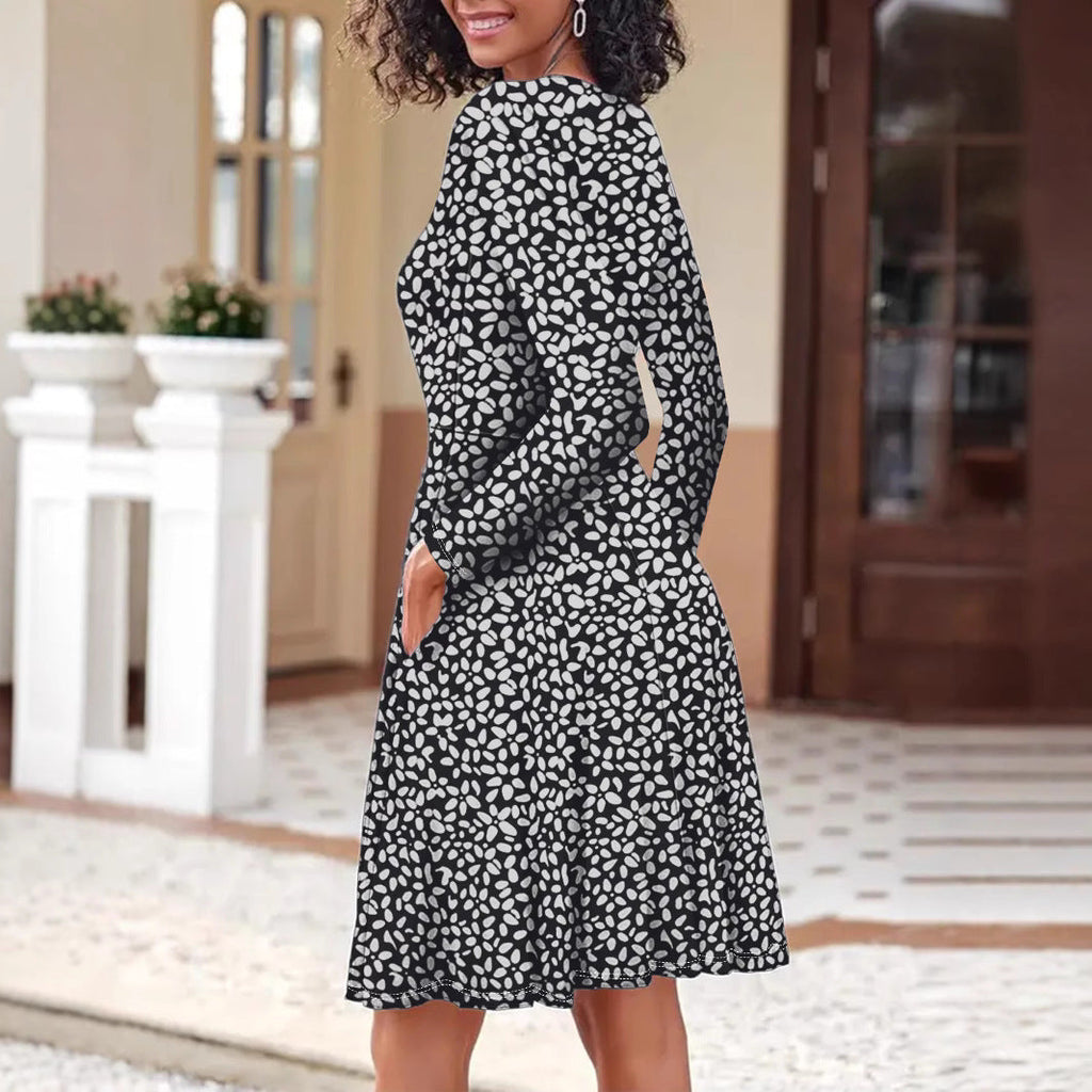 Damen Blusenkleid mit floralem Design und praktischen Taschen Drune