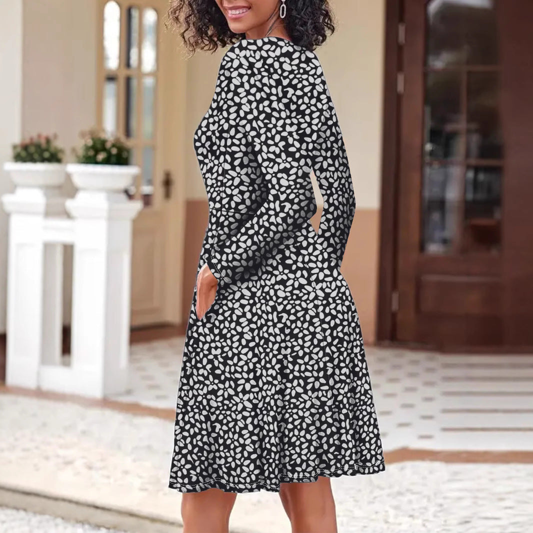 Damen Blusenkleid mit floralem Design und praktischen Taschen Drune