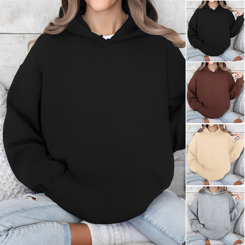 Women's casual hoodie with kangaroo pocket and comfortable fit, size S