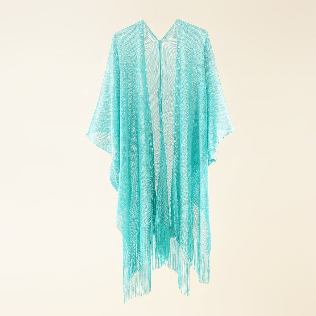 Women's transparent kaftan with fringed edges and elegant design, size Valenzora