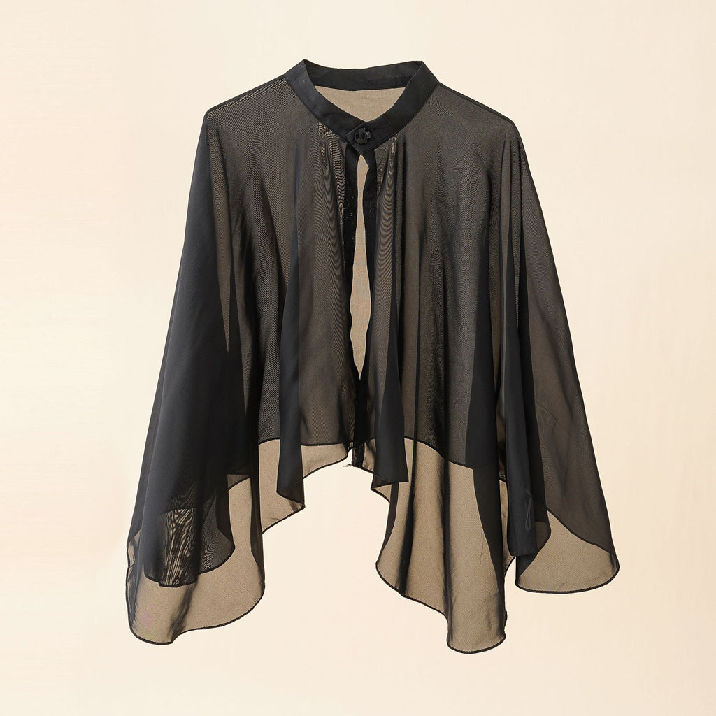 Women's airy chiffon kimono with wide flared sleeves, size S