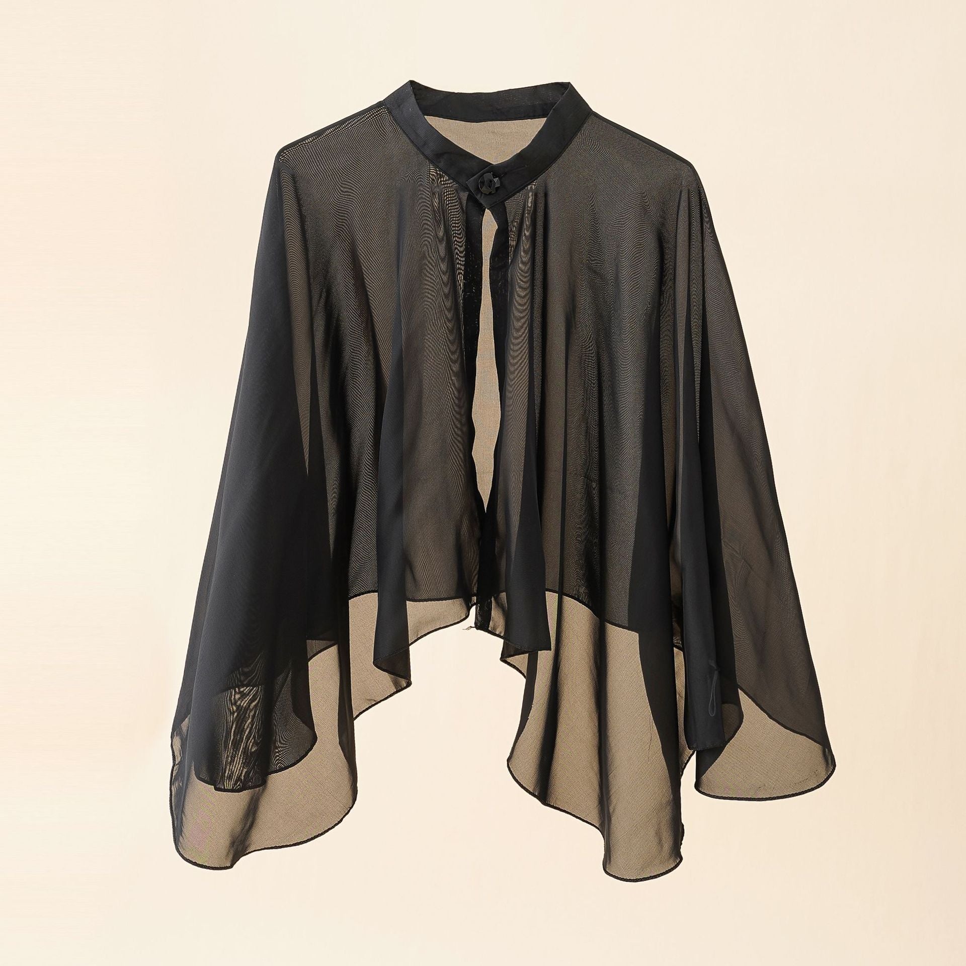 Women's airy chiffon kimono with wide flared sleeves, size S