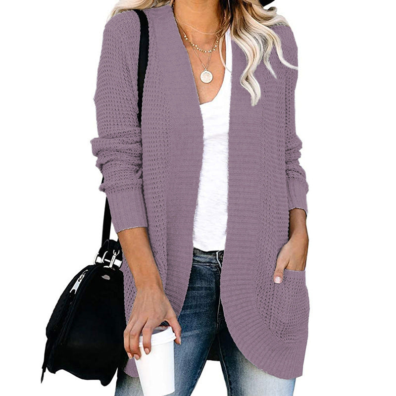 Damen-Cardigan mit offener Passform und Seitentaschen, Größe