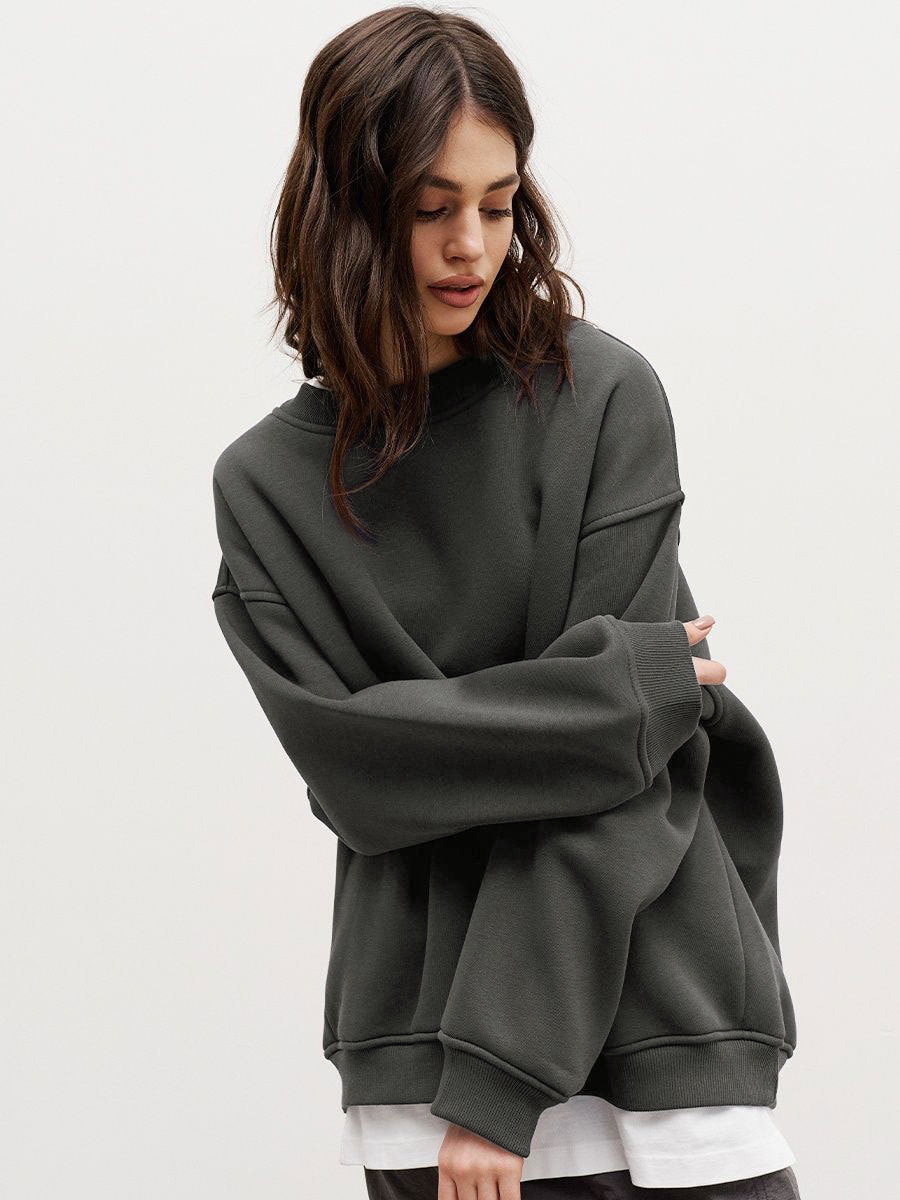 Valenzora | Women's Loose Round Neck Fleece Sweatshirt
