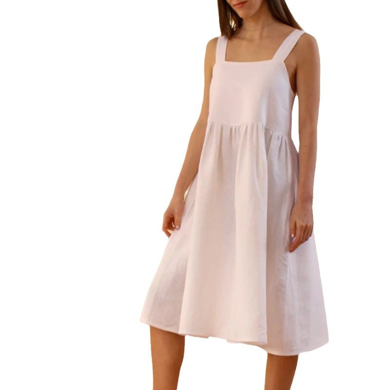 Damen-Sommerkleid mit tiefem Rückenausschnitt und Knopfdetails, Größe