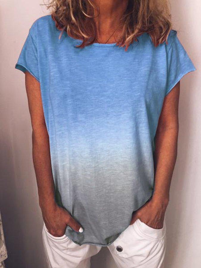 Valenzora | Gradient Print Colorful V-Neck T-Shirt