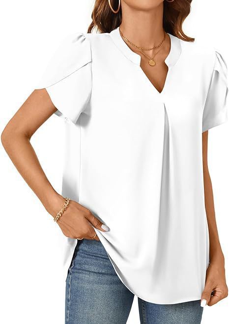 Damenbluse mit elegantem V-Ausschnitt-Detail und leichten Puffärmeln, Größe [size]