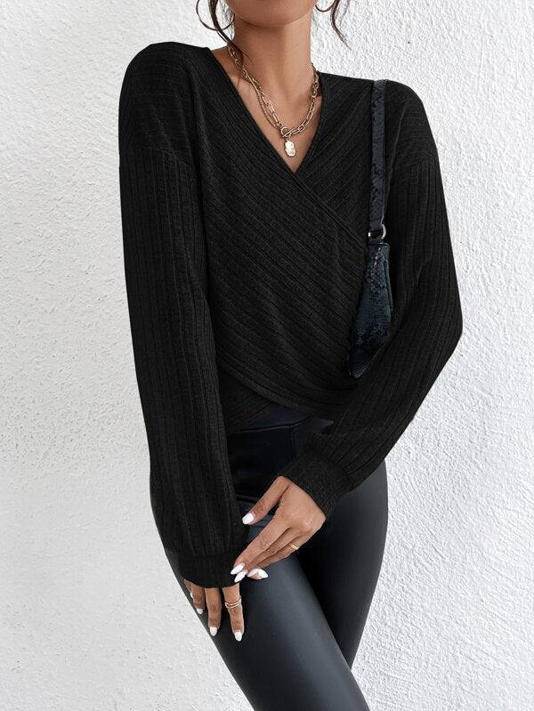 Valenzora | V-Ausschnitt Wickelpullover für mühelosen Stil für Frauen