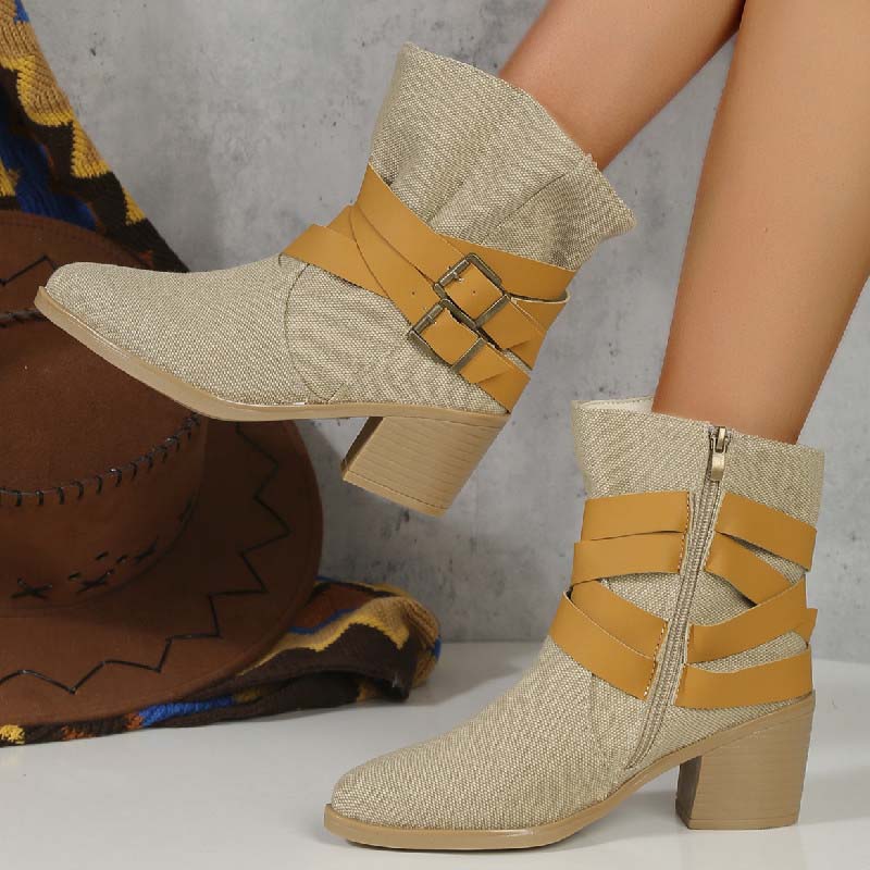 Valenzora | Vintage Boots with Chunky Heel