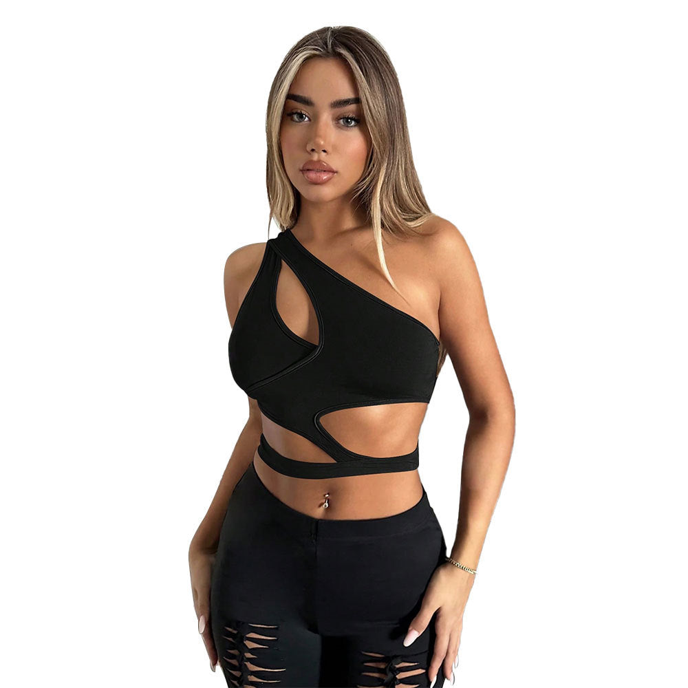 Asymmetrisches Crop-Top für Damen mit Cut-Out-Details und elegantem Design, Größe Valenzora