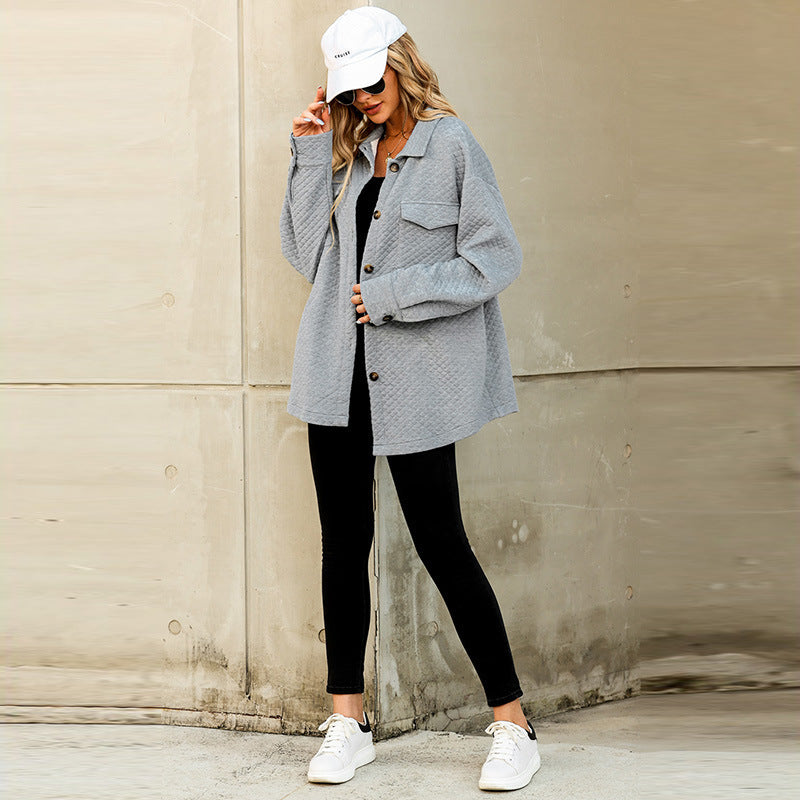Women's casual jacket with structured design and practical pockets, size S