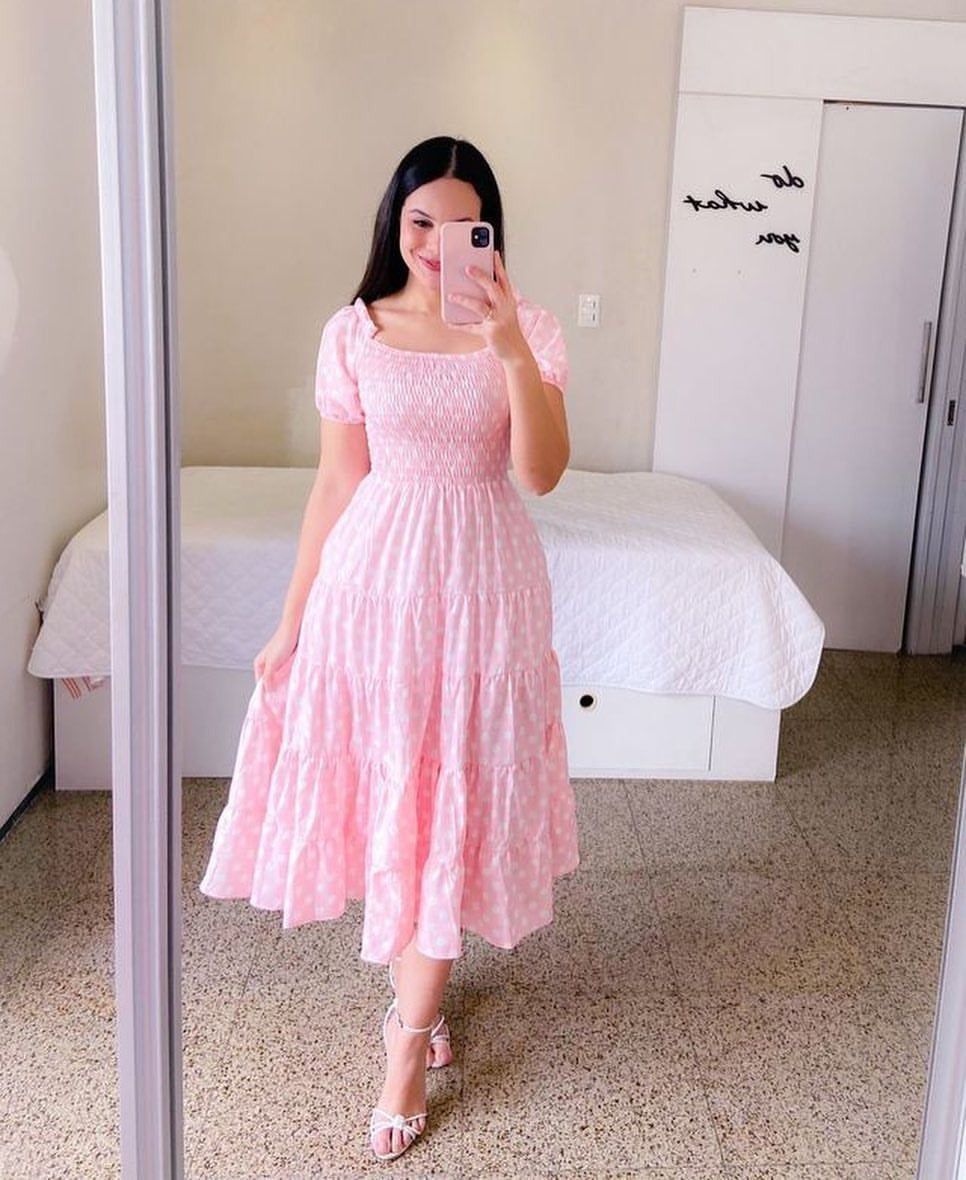 Valenzora | Fashion Short-sleeved Printed Flared Midi Dress