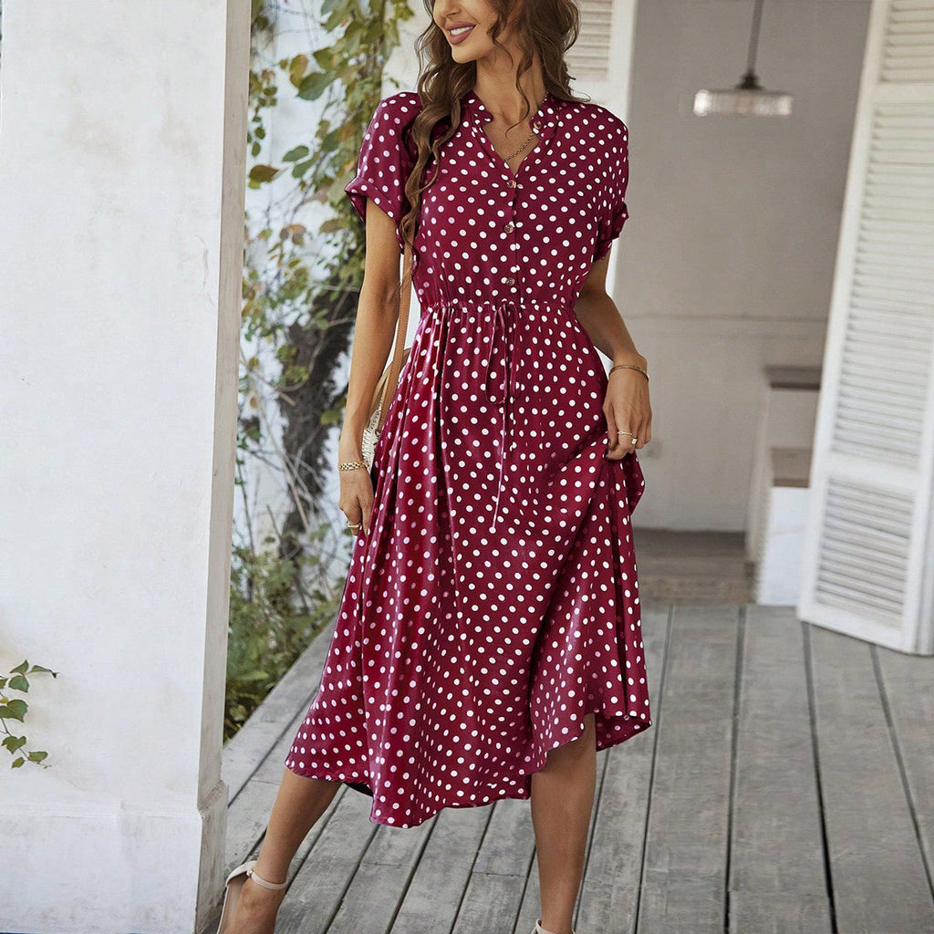 Damen Polka-Dot Midikleid, Größe