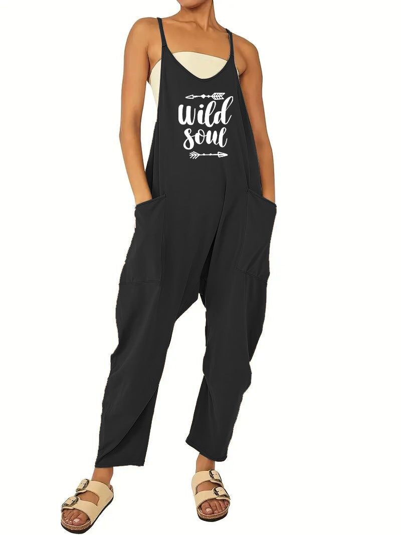Women's jumpsuit with a relaxed fit and practical pockets, size