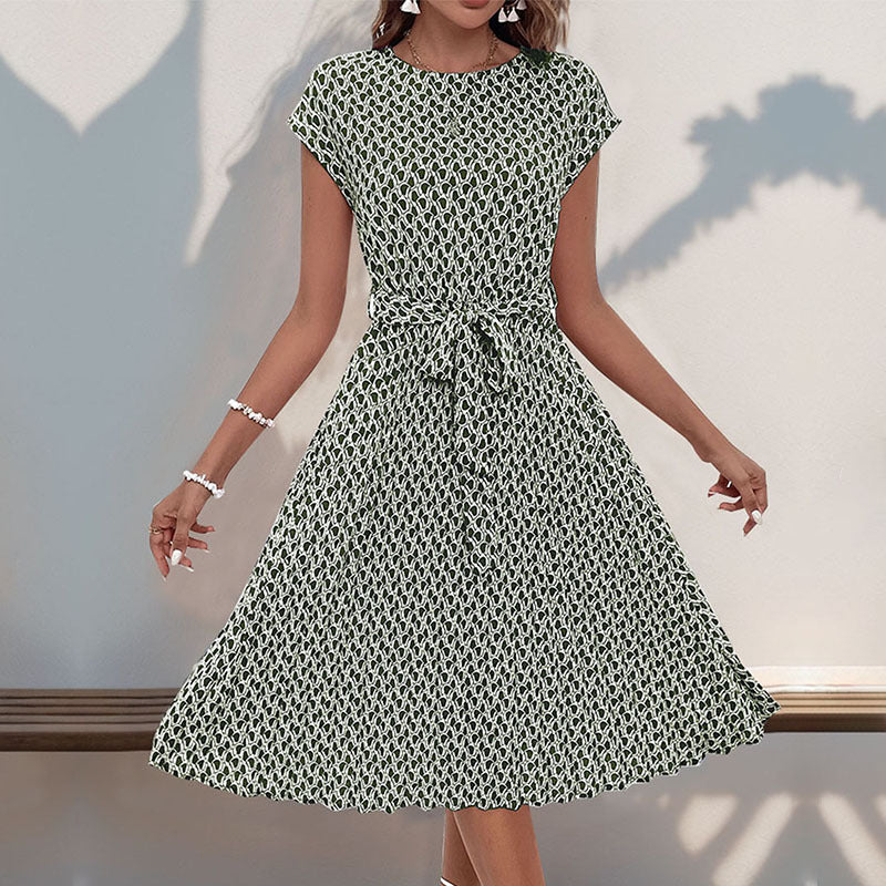 Damen Midi-Kleid mit asymmetrischem Schnitt und modischem Bindegürtel, Gr.